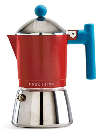 Foodesign Espressokocher Moka Cocca für 3 Tassen, modernes Design, für Gas und Induktion, Kessel aus Bi-Material