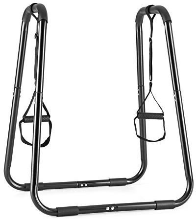 Klarfit Paarafit - Push-Up-Station, Fitness-Ständer, Schlingentrainer, gepolsterte Handläufe, Gummigriffe, Hand- und Fußschlaufen, Tragfähigkeit 120 kg, stabil, Stahlrohrrahmen, schwarz