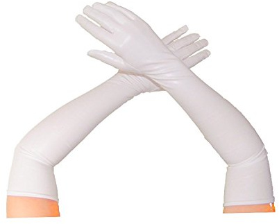 krautwear® Damen Lange Glänzende Wet Look Leder-Optik Handschuhe Abendhandschuhe ca. 53 cm lang