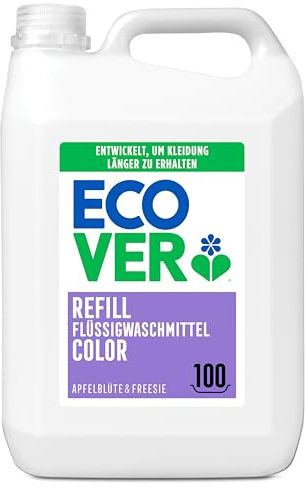 Ecover Waschmittel Color Nachfüllpack, flüssig, mit Apfelblüten- und Freesienduft, 100 Waschladungen, 1 x 5L