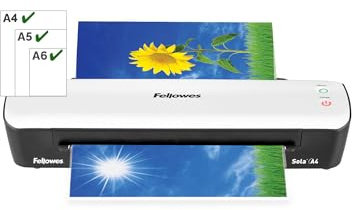 Fellowes Laminiergerät A4 Sola für Zuhause und Homeoffice, für Laminierfolien bis 125 Mikron Stärke, staufrei, Laminiergerät zum Laminieren von Fotos, Dokumenten, Rezepten, Lernkarten uvm.