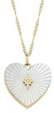 Fossil Damen goldfarbenes Edelstahlcollier mit herzförmigem Anhänger mit Karabinerverschluss