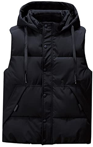 Icegrey Herren Daunenweste mit Kapuze ärmellos Steppweste | Leicht Bodywarmer Warm Gilet Stehkragen