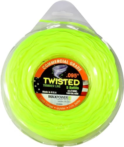 MaxPower EU-338808 Co-Polymer Trimmerfaden 2.4mm - 30 Meter Länge quadratisch gedreht, neongelb
