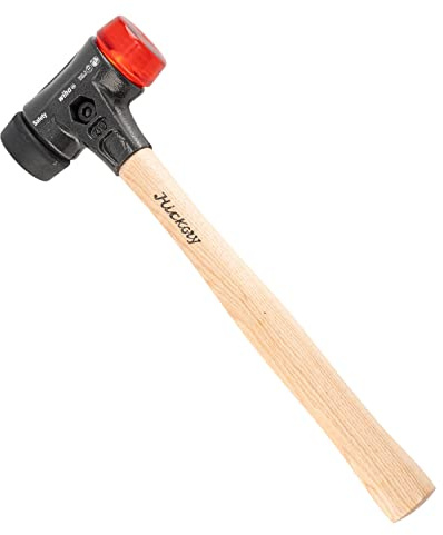 Wiha Schonhammer Safety mittelweich und hart (26612) I Gummihammer mit hochwertigem Hickory Holzstiel I Rund-Schlagkopf 40mm