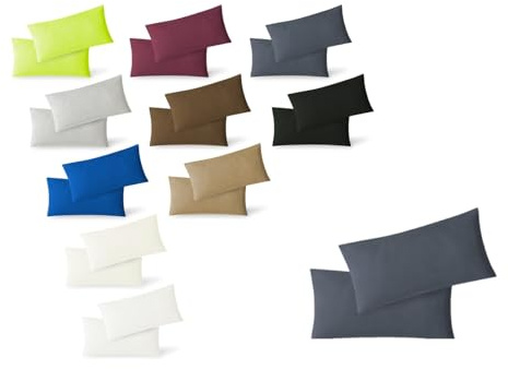 EXKLUSIV HEIMTEXTIL Jersey Kissenbezug Hülle 2 Sparpack Set mit Reißverschluss hochwertige Qualität 40 x 60 cm anthrazit