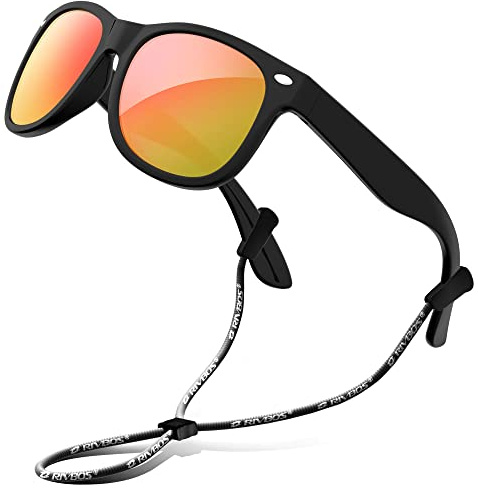 RIVBOS Kinder Sonnenbrille Polarisierte UV400 für Jungen Mädchen RBK004 | Polarisierte Gläser, flexibler Rahmen, UV400-Schutz und sicheres Band für Jungen, Mädchen und Kinder von 3 bis 10 Jahren