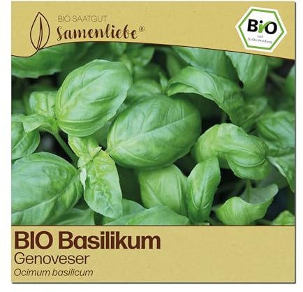 Samenliebe BIO Basilikum Samen | italienischer Genoveser - großblättriges Küchenkraut - samenfestes BIO Saatgut