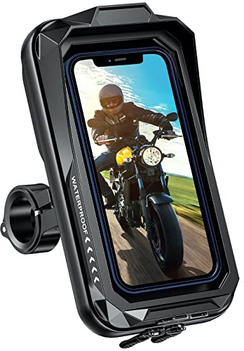 BTNEEU Handyhalterung Motorrad Wasserdicht Universal Anti-Shake Telefonhalterung mit Touchscreen Sonnenblende 360° Drehbar Halterung Motorrad Metall für Smartphone bis zu 7,0 (Schwarz A)