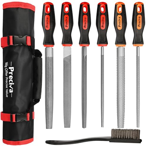 Feilen Set, Preciva 6tlg. Feilenset Metall und Holz Feilensatz inkl. Flachstumpfeile, Halbrundfeile, Rundfeile, Dreikantfeile mit Aufbewahrungstasche