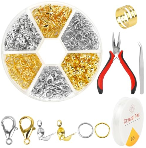 Kettenverschluss, 464 Stück Verschlüsse für Armbänder Set, Armband Verschlüsse, Kettenverschlüsse zum Basteln, Karabinerverschluss Biegeringe Crimpenden für Halsketten Armband Schmuck Basteln DIY