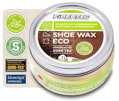 FIBERTEC Shoe Wax Eco Schuhwachs für Leder farblos 100ml - Hochwirksame Lederpflege aus Bienen- und Carnaubawachs, Schuhimprägnierung bluesign zertifiziert ohne Lösungsmittel, Made in Germany