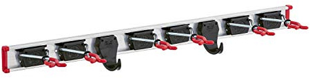 BRUNS Gerätehalter - 75cm Gerätehalter-Set - 6 Gerätehalter inklusive 2 Gerätehaken, 1 Führungsschiene, 75 cm lang, Gerätehalter Wand, Garten & Garage, Werkzeughalter & Gartengerätehalter