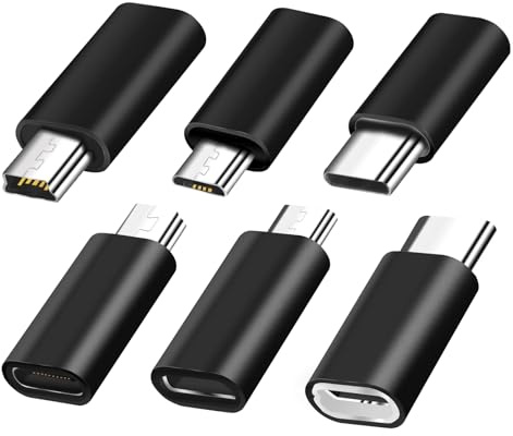YRIKE USB C Adapter (6 Stück), USB C auf Mini USB Adapter,Micro USB auf USB C Adapter,Kompatibel mit Laptops, LG, Mobiltelefon usw