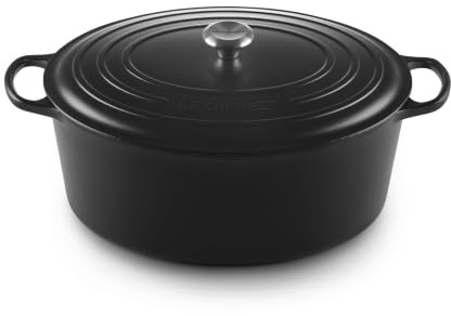 Le Creuset Signature Gusseisen-Bräter mit Deckel, Ø 40 cm, Oval, Für alle Herdarten und Induktion geeignet, Volumen: 13,9 l, 10,025 kg, Schwarz, 21178400000430