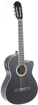 GEWA E-Akustik Klassikgitarre Basic - Classic Elctro - 4/4 - Korpus Linde - Tonabnehmer 4-Band EQ mit Stimmgerät - Cutaway - Schwarz