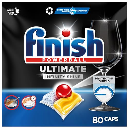 Finish Ultimate Infinity Shine Citrus Spülmaschinentabs – Geschirrspültabs für Tiefenreinigung, Fettlösekraft und Glanz mit Schutzschild – 80 Finish Caps