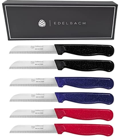 Edelbach Solingen Küchenmesser Set | Made in Germany Solingen Set, Obstmesser, Gemüsemesser, Schälmesser, sehr scharf | Allesschneider Edelstahl | Kneipchen Messer (6x Küchenmesser)