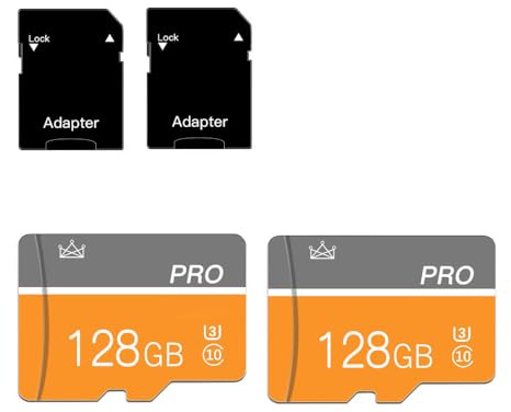 talebasic 128 GB Mikro-Speicherkarte, Klasse 10, Speicherkarte mit Adapter, schnelle Geschwindigkeit, TF-Karte für Tablet/Handy/Kamera/Auto-Audio/Spielekonsole (2 Stück, 128 GB)