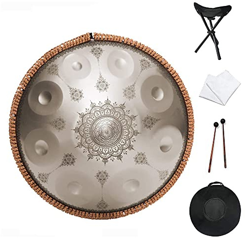 Handpan, 9 Notes Zungentrommel, Professional Hand Tuning, Easy to Carry and Clean, With Backpack, Stand Hang Drum for Professional Audio Production Yoga-Meditation