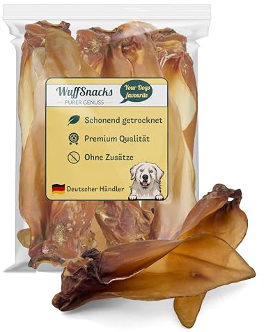 Rinderohren mit Muschel für Hunde | 10 Stück | natürlich und hochwertige Rinderohren | fettarm & proteinreich | Kauartikel zur Zahnpflege von Wuffsnacks