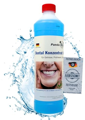 Dental Konzentrat Ultraschallreiniger - Entfernung von Belägen und Verfärbungen - für Gebisse, Prothesen, Zahnersatz & Zahnspangen (1000 ml)