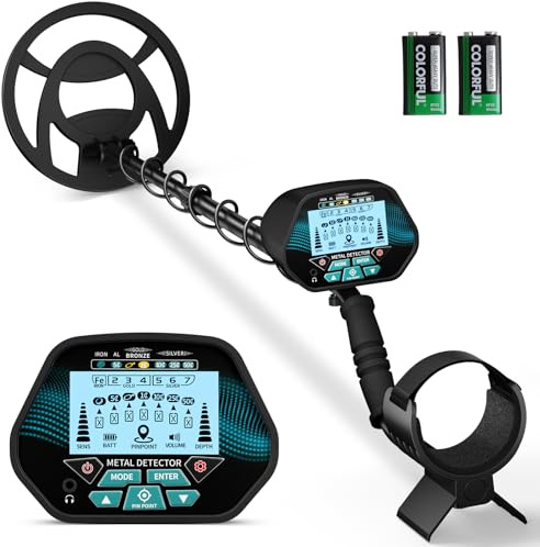 Metalldetektor für Erwachsene und Kinder, Länge, Empfindlichkeit und Audio einstellbar, alle Metall-/DISC-/PP-Modi, LCD-Display, professionelles Golddetektor-Set für Strand, Garten (GT3028)