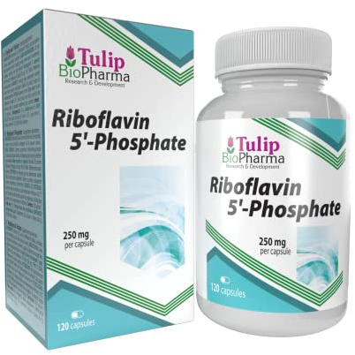 Tulip BioPharma Vitamin B2 (Riboflavin 5'-Phosphat) 250mg 120 Kapseln, Laborgeprüft, Hochdosiert, Nicht GVO & Glutenfrei
