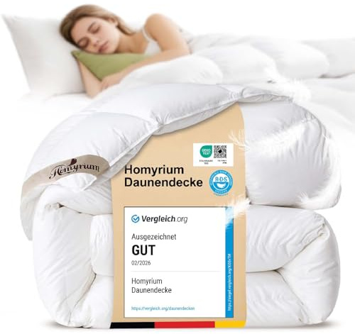 Homyrium Daunendecke 200x200 Ganzjahres Bettdecke 200x200cm Daunen 4 Jahreszeiten Bettdecken Daunenbettdecke Federbetten, Füllgewicht: 1600gr Oeko-TEX und RDS Zertifiziert