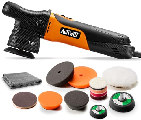 AUTIWOZ W02 630W Poliermaschine Orbital 12mm,Mini Auto Polier für Details | 50mm/75mm Stützteller,Exzenter Poliur für Scheinwerfern/Gesamte Fahrzeug,2500-7000RPM,Kratzwaxer Wachsen Polieren Schleifen