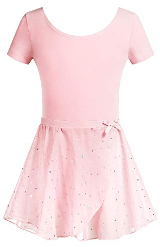 Arshiner Mädchen Ballettkleidung Zweiteilig Baumwolle mit Chiffonrock | Balletttrikot und Tüllrock als Tanzkleid für Ballett Gymnastik Training und Auftritte