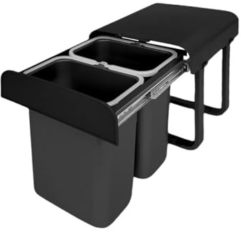 Victory Einbau-Abfallsammler 16 Liter (2 x 8 Liter) schwarz mit Vollauszug ab 300 mm Schrank