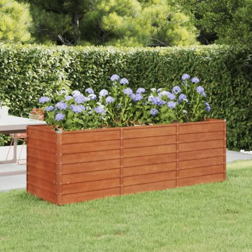 FUDUGEHMIOFWFJJ hochbeet Kunststoff,hochteich,pflanzkasten,Hochbeet Rostig 240x80x77 cm CortenstahlGeeignet für Garten, Terrasse, Schlafzimmer, Wohnzimmer