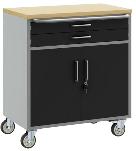 vidaXL Werkbank mit Schubladen Schwarz und Grau 75 x 45 x 85 cm, Werkstatt, stabile Werkbank, modulare Tool-Aufbewahrung, rechteckiger Tisch mit Organisationsfunktionen