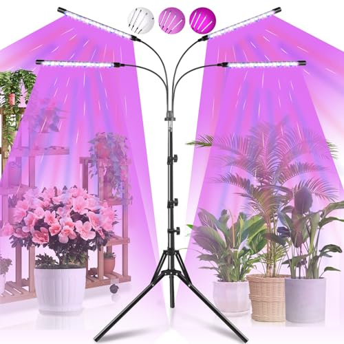 Railee Pflanzenlampe LED Vollspektrum 120 LEDs Grow Lampe Pflanzenleuchte Pflanzenlicht mit Ständer Pflanzen LED Wachstumslampe für Pflanzen mit Zeitschaltuhr 3 Farbmodi 10 Lichtstärken