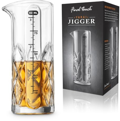 Final Touch Yarai Double Jigger Glass Cocktail Mixing Jug Heavy Duty Messbecher Thick Walled Glass - 3.4oz / 100ml