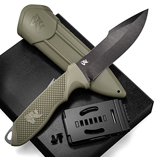 Wolfgangs ODENWOLF W2 Outdoor Messer feststehende Klinge - Inkl. Scheide - Ideales Jagdmesser aus einem Stück D2 Stahl gefertigt - Premium Survival Messer - Perfektes Bushcraft Messer Outdoor
