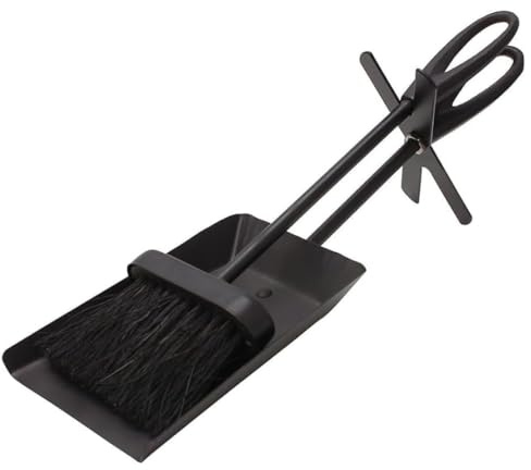 Valiant Kaminbesteck mit Bürste und Schaufel, 38 cm, Gusseisen-Griffe, langlebige Reinigungswerkzeuge für Kamin, Herd, Grill und Feuerstelle