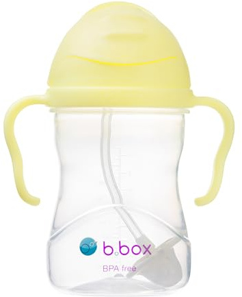 b.box Trinklernbecher Für Jeden Winkel | Flip-Top, Schwerer Strohhalm, Griff, Auslaufsicher | BPA-Frei & für Spülmaschine | Ab 6 M | 240 ml, Gelb