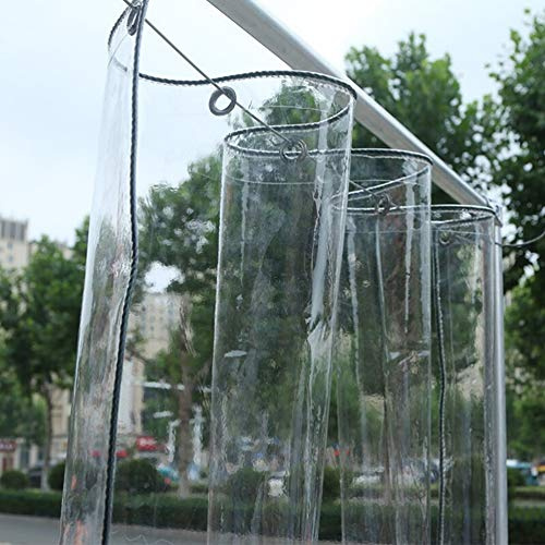 Gewächshaus Gartenmöbel Plane Transparent mit Ösen - PVC Balkon Pavillon wasserdicht Abdeckplane Faltbar 2.4mx2m Pergola Transparente Vorhang Windschutz Tarp für Outdoor Carport Zelt Camping Vordach