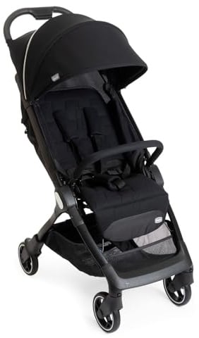 Chicco We Kinderwagen, faltbar, ultraleicht, ab Geburt bis 22 kg, Reise-Kinderwagen, ultra-kompakter, neigbar, EinHand-Verschluss, gepolsterte Schultergurte, Tasche und Regenschutz, Schwarz