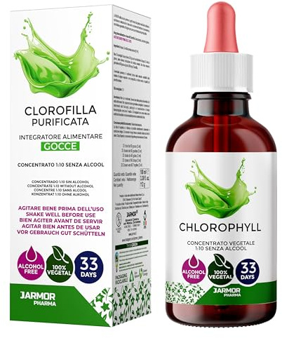 Chlorophyll Tropfen 100 ml – 300 mg Hochdosierte Chlorophyll aus Spinat pro Tag – Flüssiges Chlorophyll Clorophyllin-reich aus Italien – Vegan – J.Armor Pharma (Chlorophyll)