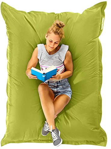 Green Bean Sitzsack XXL 140x180 cm Indoor & Outdoor - Riesensitzsack wetterfest für Erwachsene & Kinder, 380 L EPS-Perlen Füllung, waschbarer Bezug, Bean Bag Sitzkissen für den Garten, Grün