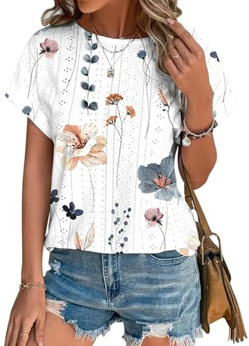 Tomatofrydan Damen Sommer Tshirt Elegant Kurzarm