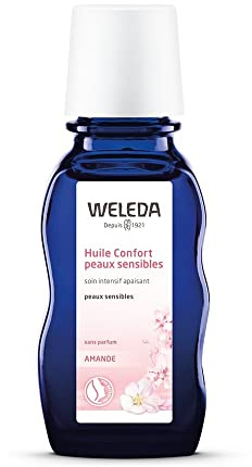 WELEDA Bio Mandel Sensitiv Gesichtsöl, intensives Naturkosmetik Bio Pflegeöl gegen unreine Haut, Hautirritationen und zur Make-up Entfernung, für Neurodermitiker geeignet (1 x 50 ml)
