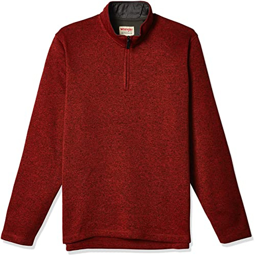 Wrangler Authentics Herren-Pullover, langärmelig, Fleece, Viertelreißverschluss