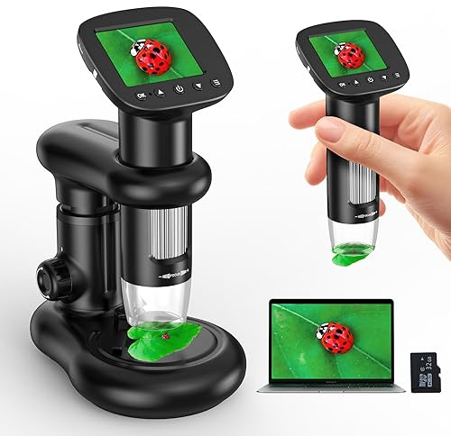 IMICHI Mikroskop für Kinder mit LCD Bildschirm | 1000X große Vergrößerung, klares Bild, einzigartiges Insektenfach, Digitalmikroskop tragbar