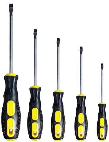 Flachkopf-Schraubendreher-Satz (5-Satz in den folgenden Größen Schlitz-Schraubendreher mit magnetischen Spitzen Weicher ergonomischer Griff von Standard- oder Präzisions-Flachschraubendreher