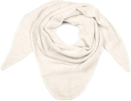 styleBREAKER Damen Großer Strick Dreieck Schal einfarbig meliert | Weiches warmes Winter Dreiecktuch | Strickschal aus Viskose Wolle für kuschlige Looks, Farbe:Weiß