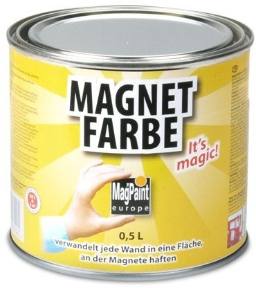 Magnet-Farbe Magpaint, 500 ml Dose - magnetische Wandfarbe für kinderleichtes Erstellen magnetischer Untergründe in Büro und Zuhause